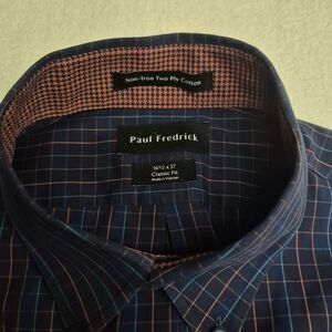 Paul Fredrick Non-Iron 2 Ply Cotton 16.5x37 Classic Fit Dress Shirt